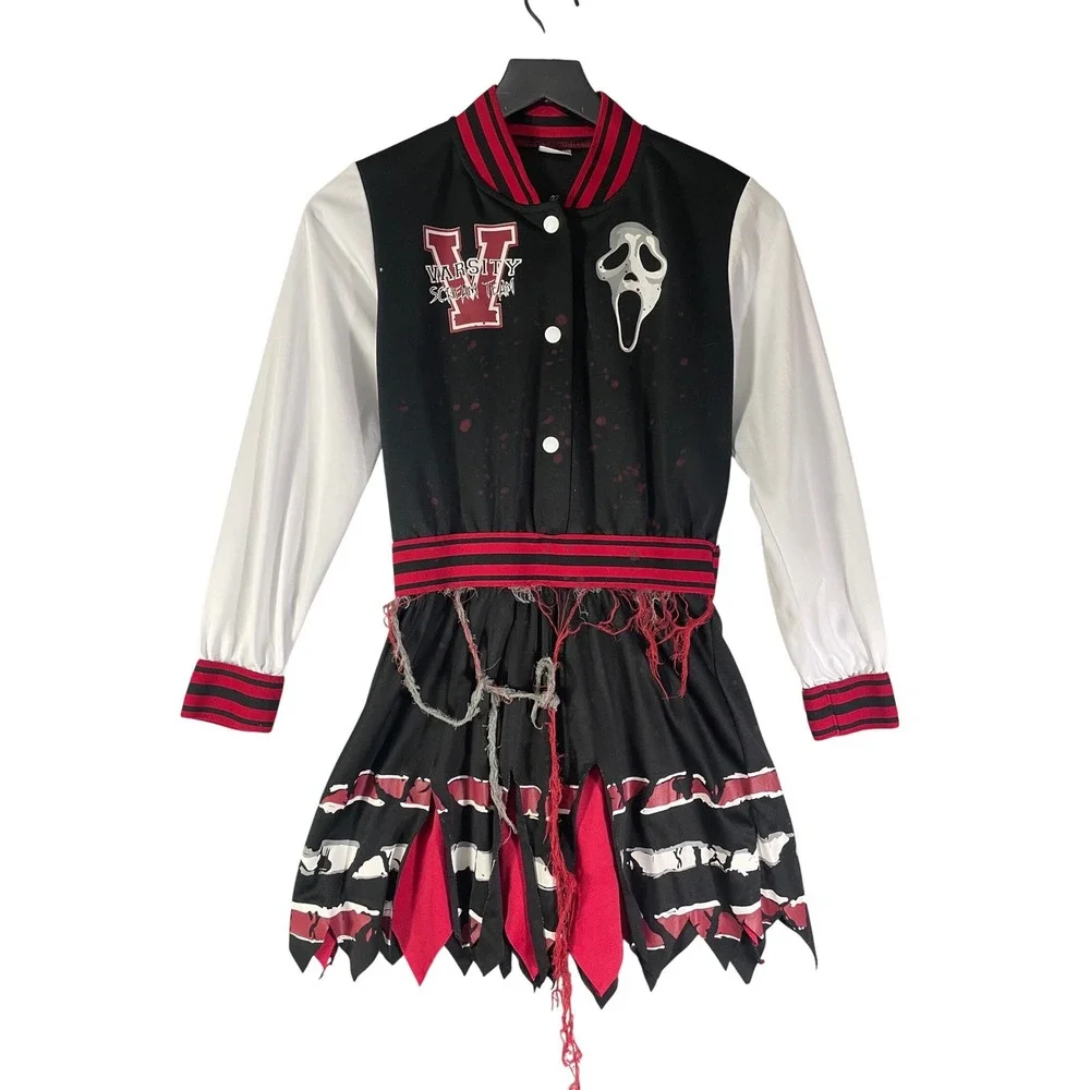 Ghost Face Cheerleader Costume Spirit Varsity Dress Halloween Horror Scream